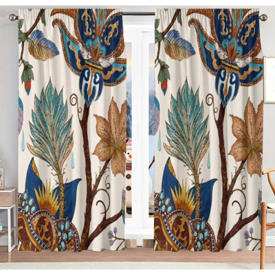Ornate Floral Blackout Curtains Set Of 2，28 × 40