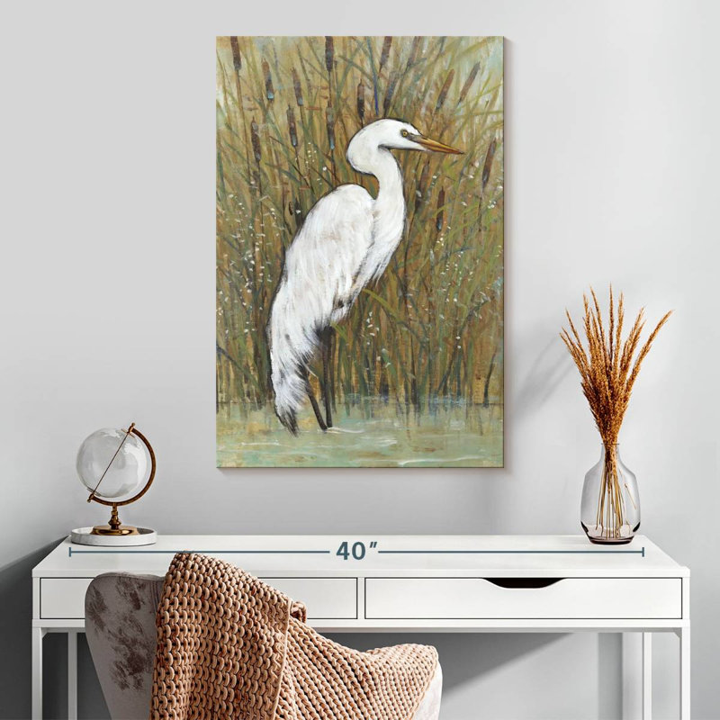 Brampt White Egret I, 30" H x 20" W