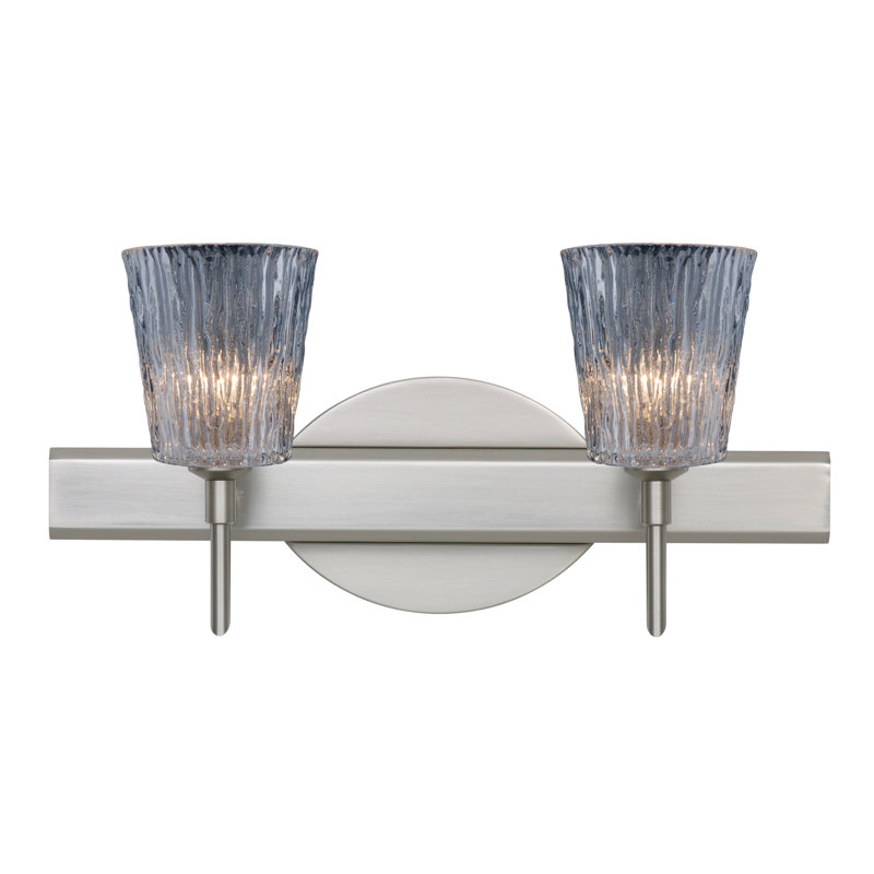 Éclairage pour meuble-lavabo 2 lumières Senesca, Pierre transparente, Nickel satiné