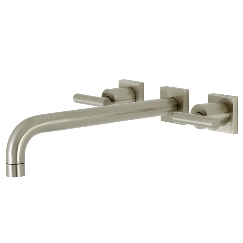 Kingston Brass Manhattan Two-Handle 3-Hole Wall Mount Roman Tub Faucet, Brushed Nickel