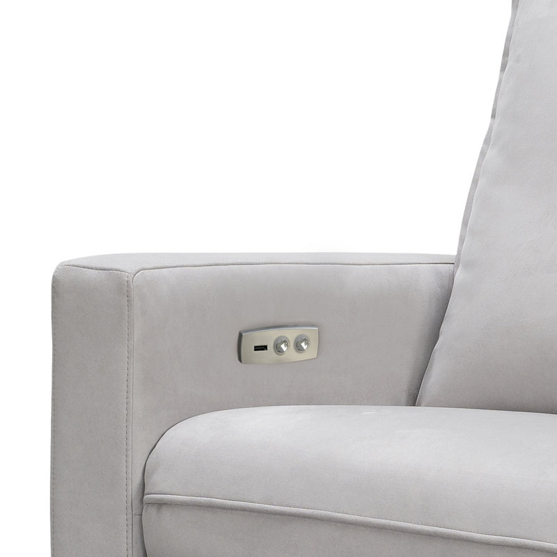 Upholstered Power Recliner, Light Gray