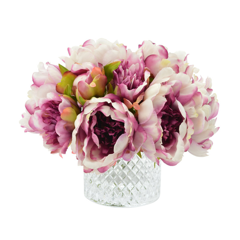 Peony Flowers In A Glass Vase
