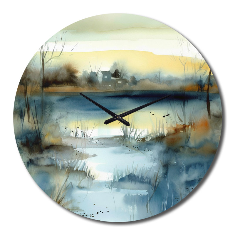 Horloge murale Summer Lake Landscape Illustration I, Grand