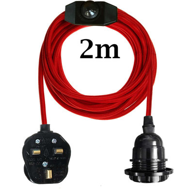 Sorento Ceiling Pendant Fitting, E27 Lamp Holder 2M Plug In Pendant Light Cord, Fabric Cable 3 Pin Plug In With On/Off Switch Lighting Kit
