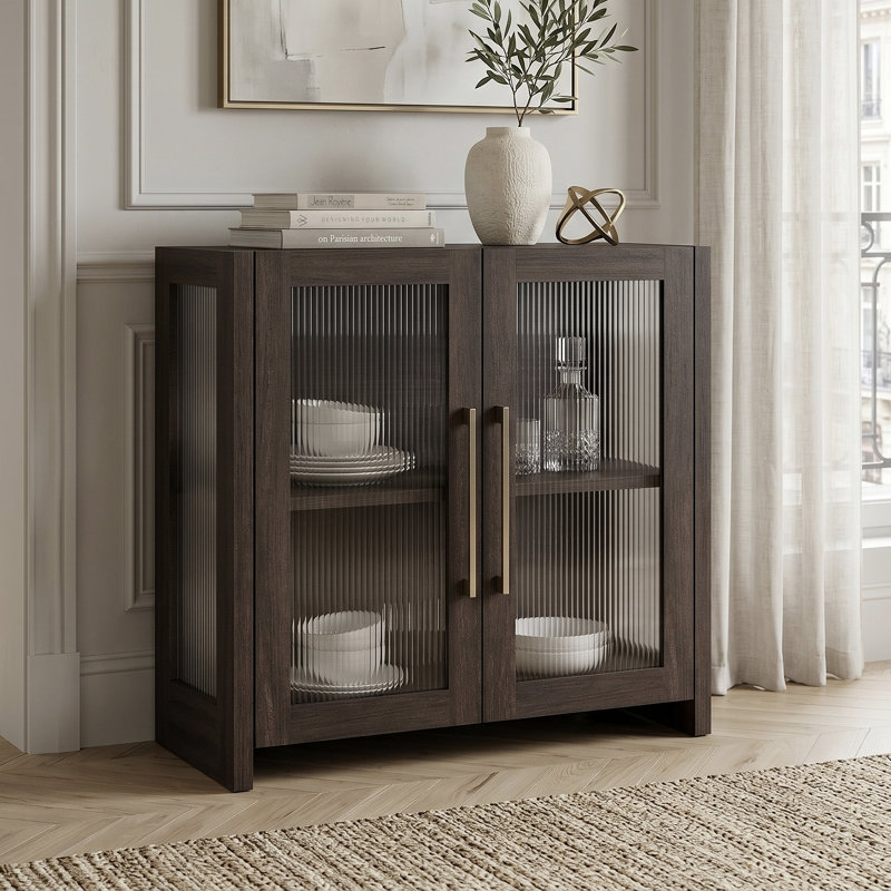Clarkson 32" Wide Rectangular Accent Cabinet, Brown Oak