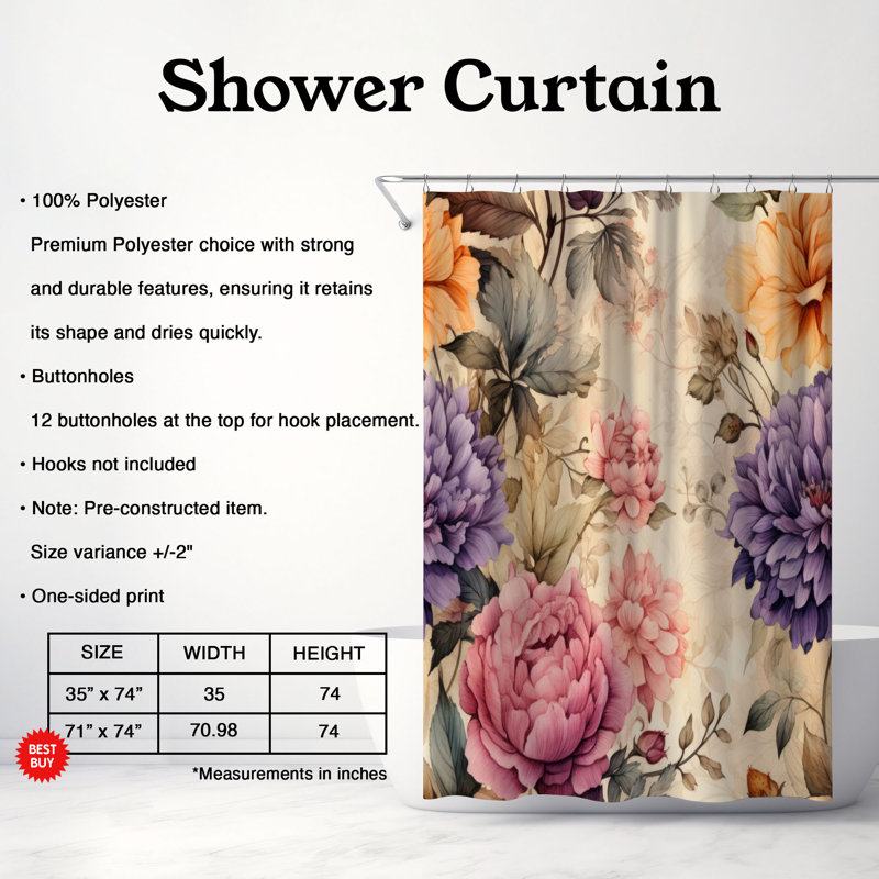 Rideau de douche Distress Garden - Premium, H 74 po x l 71 po