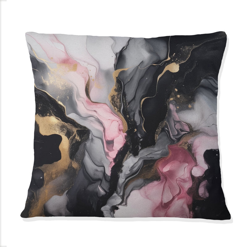 Coussin décoratif en marbre noir doré Marble Splash II