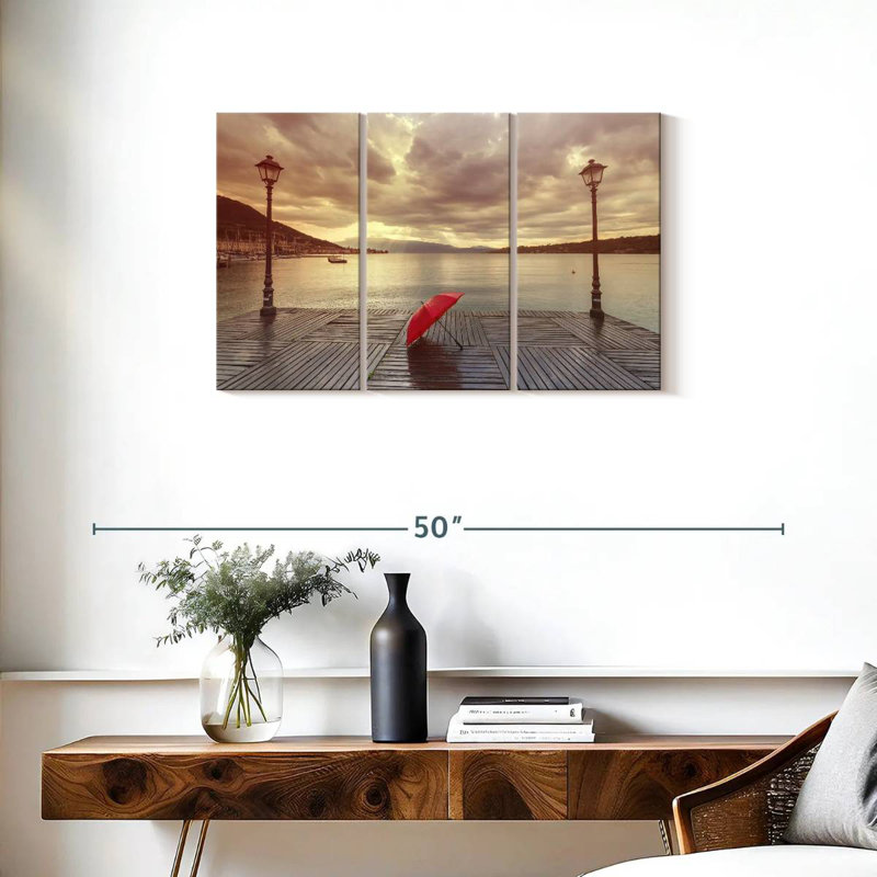 Aletra Lake Garda Red Umbrella, 20" H x 33" W