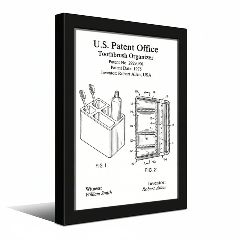 Bath & Laundry Toothbrush Organizer Patent Diagrams