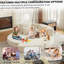 Canapé-lit 78,5 pouces en velours côtelé semi-circulaire 2 en 1, avec coussin pour le cou et cinq coussins décoratifs dans le salon-59625626-59625631