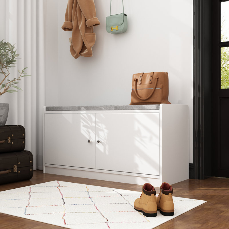 Banc de rangement pour chaussures 9 paires, Blanc