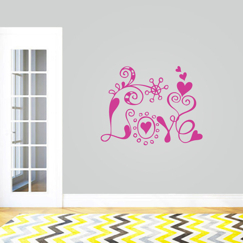 Décalcomanie murale love funky, Rose chaud
