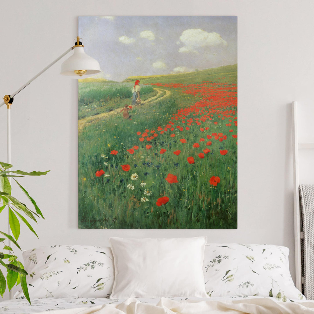 Leinwandbild Summer Landscape with Flowering Poppies von Pál Szinyei-Merse