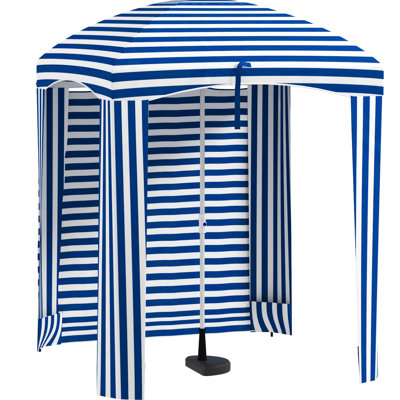 Parasol de plage avec réglages muraux modifiables - rayures bleues et blanches, 5,9 pi x 5,9 pi, portatif, coupe-vent, sacs de sable, sac de transport 5,9 pi x 5,9 pi, blanc, garde, sac