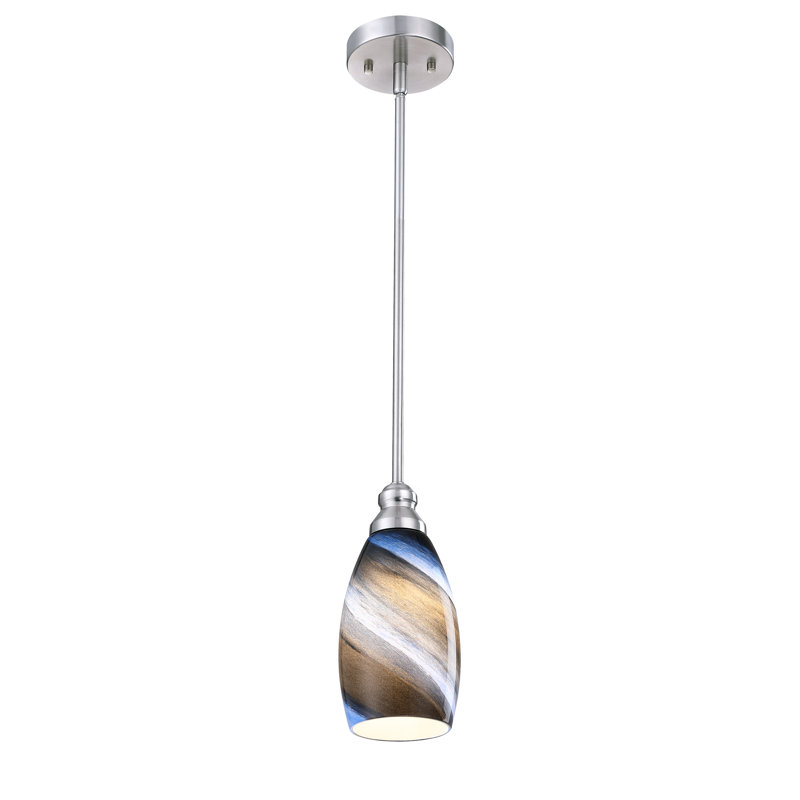 Abat-jour suspendu en verre 7,64 po, Bleu, noir