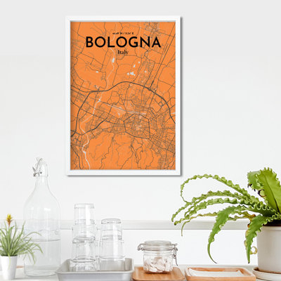 Carte de la ville d'Italie, ensemble d'art graphique non encadré