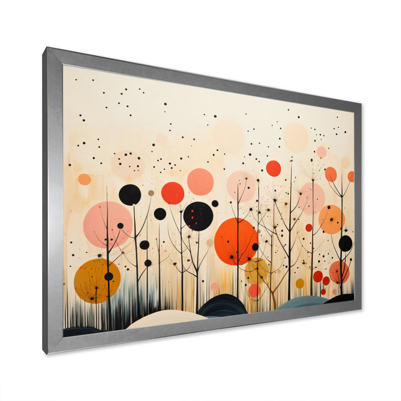 «Colorful Mid Century Minimalist Oasis VII», reproduction d'art sur toile, H 30 po x l 40 po x P 1,5 po, Cadre simple argenté