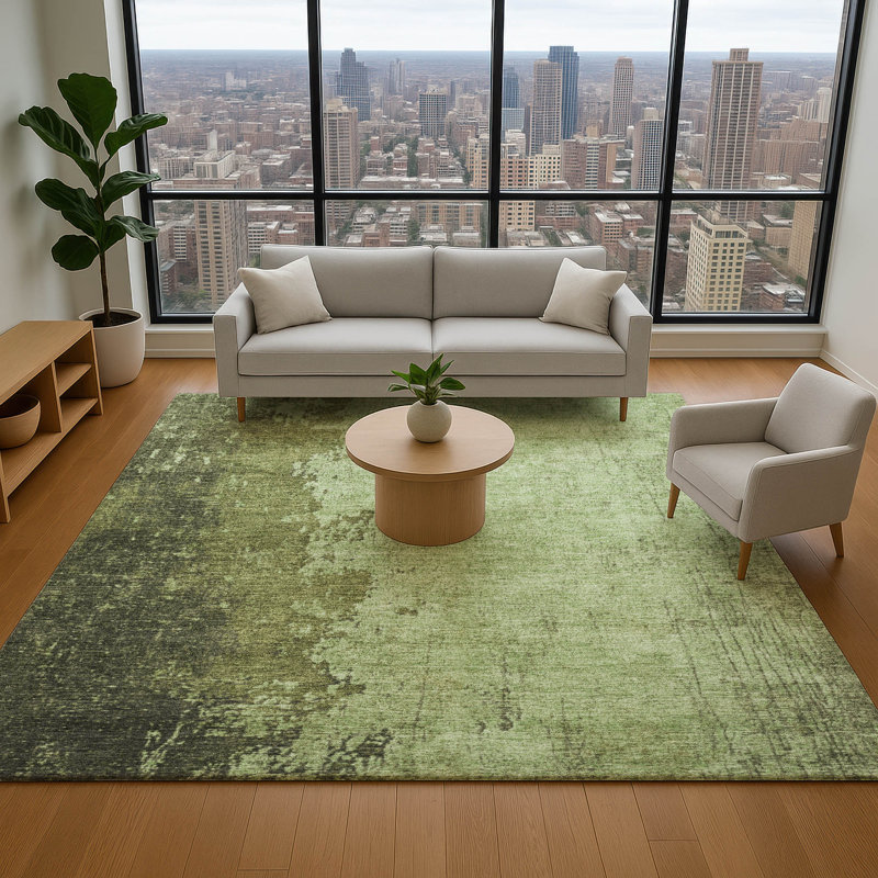 Premium Machine Washable Woodall AMF1912 Abstract Rug, Rectangle 5' x 7'6"