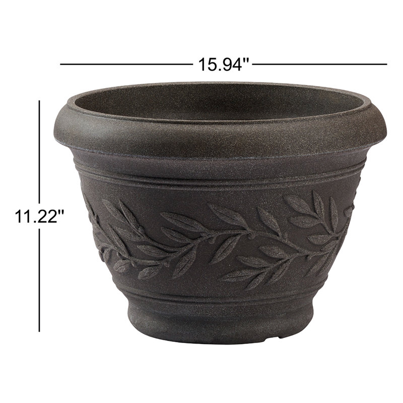 Plastic Pot Planter, 11.22" H x 15.94" W x 15.94" D, Cappuccino