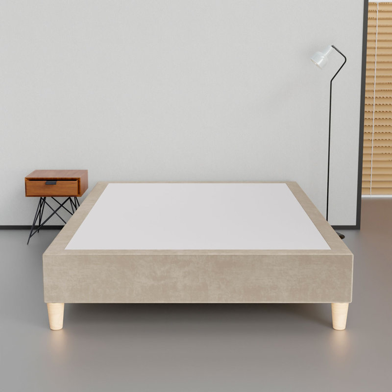 Cadre de lit / sommier en bois de qualité supérieure en velours de 15 po Weyand, durable, élégant et multicolore, Simple