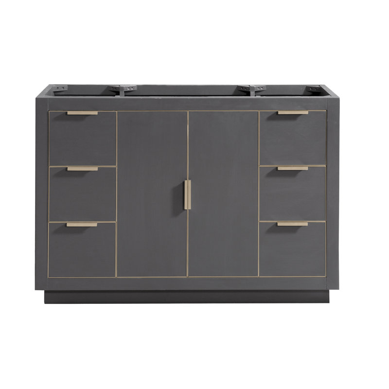 Austen 48'' W Single Bathroom Vanity Base, Twilight Gray/Matte Gold