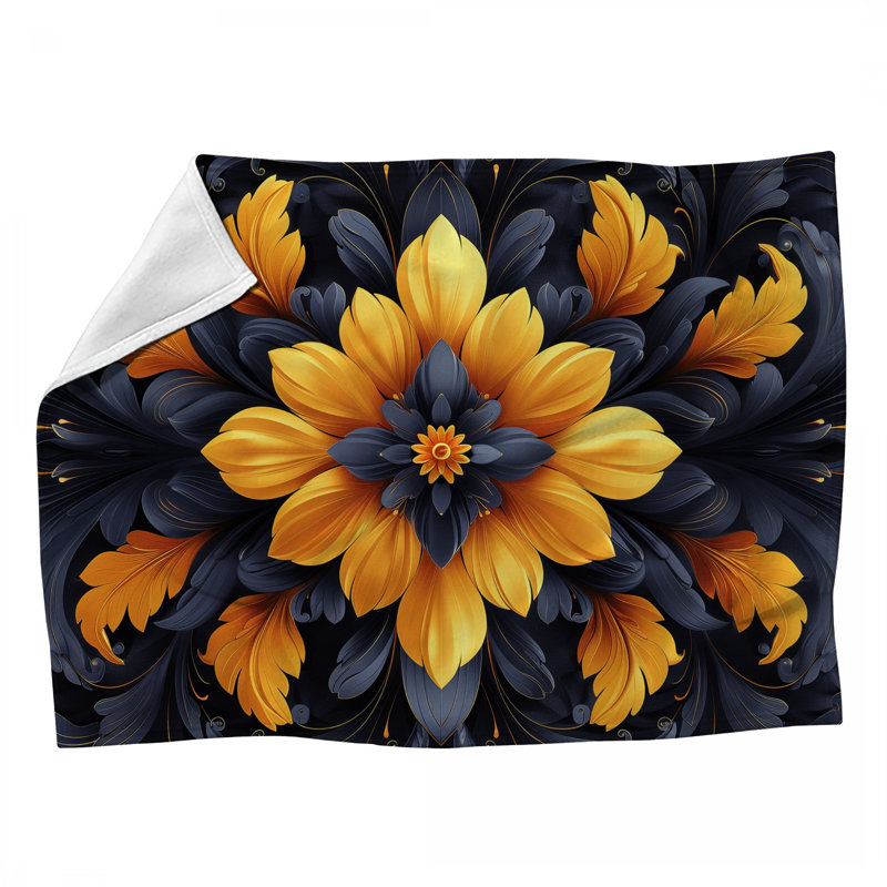 Botanical Design Floral Machine Printed Throw Blanket, 50" W x 60" L