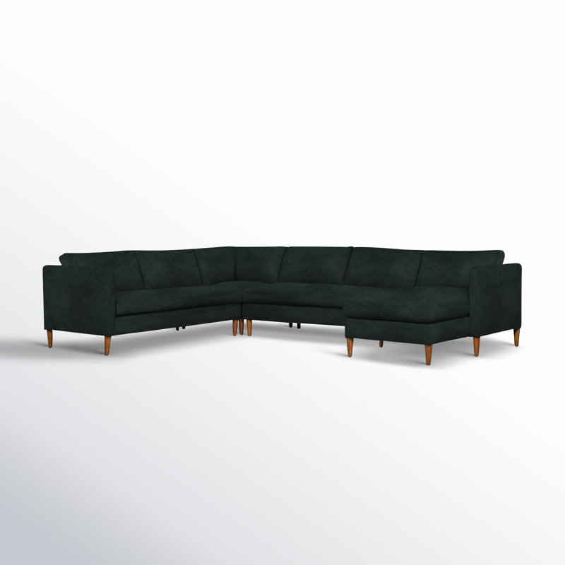 Clifford 4-Piece Upholstered Custom Sectional, Right Hand Facing, Bella Hunter Performance Velvet