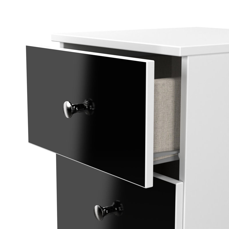 Sylvera 37cm W Manufactured Wood Bedside Table, Black/White