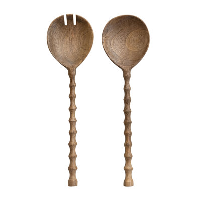 Mango Wood Salad Servers With Carved Handles