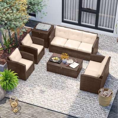 7 - Person Patio Conversation Set with Cushions