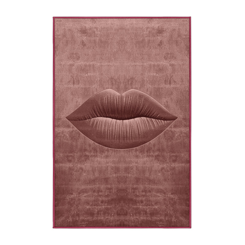 Soft Plush Etzel Valentines Modern & Contemporary Abstract Area Rug in Brown – Rose Binding, 7x9