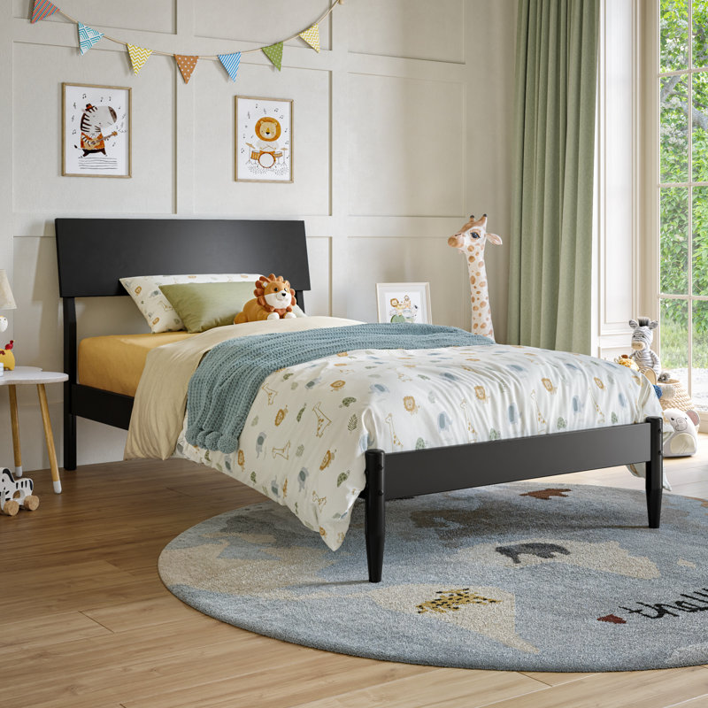 Bradford Platform Bed with Adjustable Headboard, Twin, Black