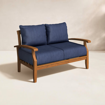 Summerton 54.25'' Wide Rectangle Teak Loveseat with Cushions