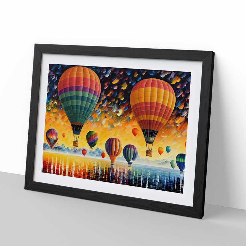 Colourful Hot Air Balloons Vol.3 - Print, Black Framed, 46cm H x 64cm W x 2cm D