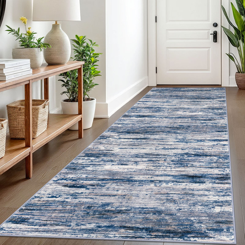 Modern Abstract 3x8 Washable Runner Rug for Hallways Non Slip Soft Carpet Runners for Kitchen Entryway Bedroom
