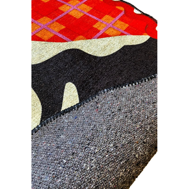 Multicolored Cow And Flower Figured Carpet, Round 2'8"