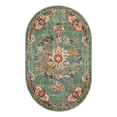 Galyean Abstract Green/Orange Area Rug