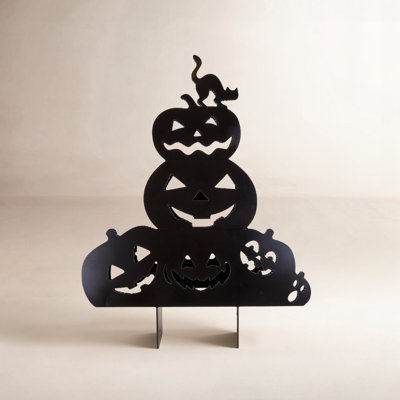 Metal Pumpkins/Cat Stake Yard Silhouette 35.16"H K/D
