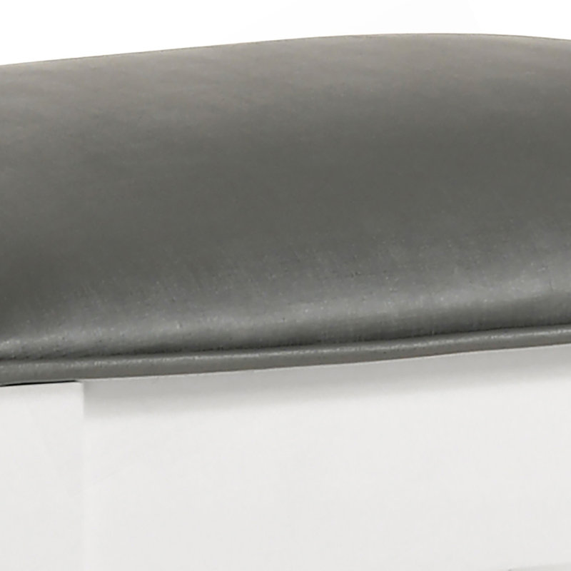 Glossy White Vanity Stool with Padded Seat