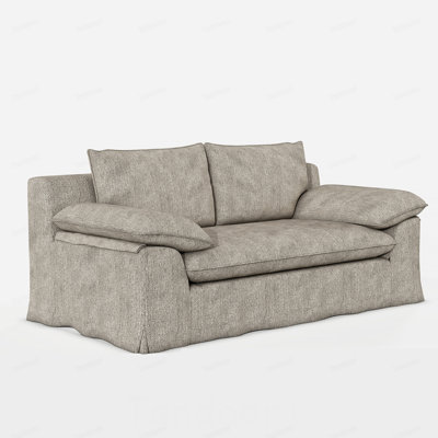 Linen Fabric Compression Loveseat Sofa with Removable Washable Cover, Deep Seat Upholstered Couch with High-Density Foam, No Assembly Required Space-Saving Sofa