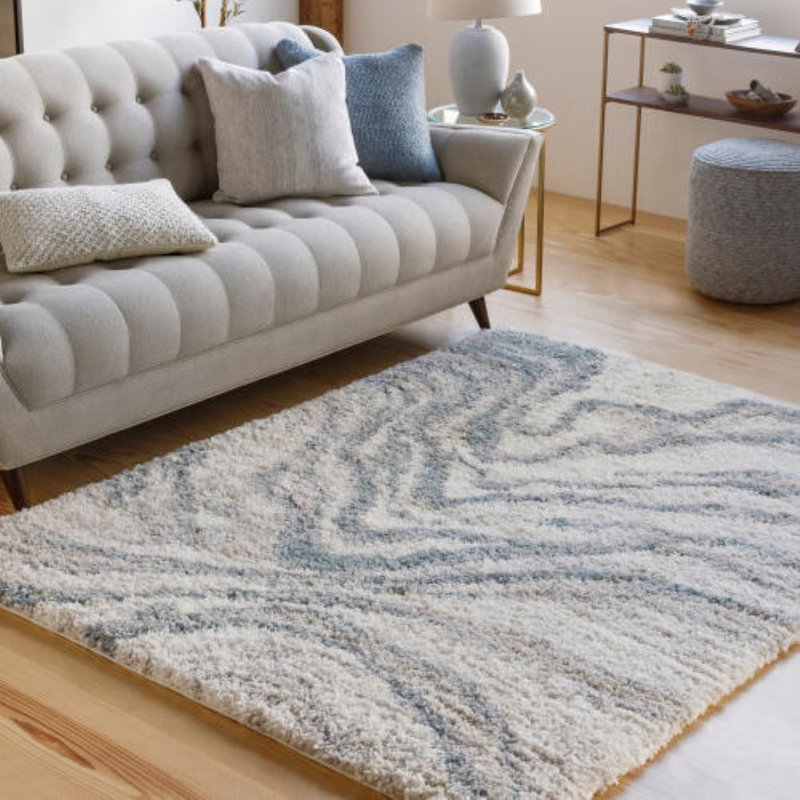 Tapis crème / turquoise Myndi, Rectangle 7 pi 10 po x 10 pi