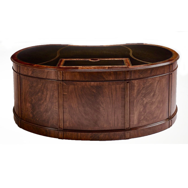 Walnut Kidney Shaped Desk With Leather Top