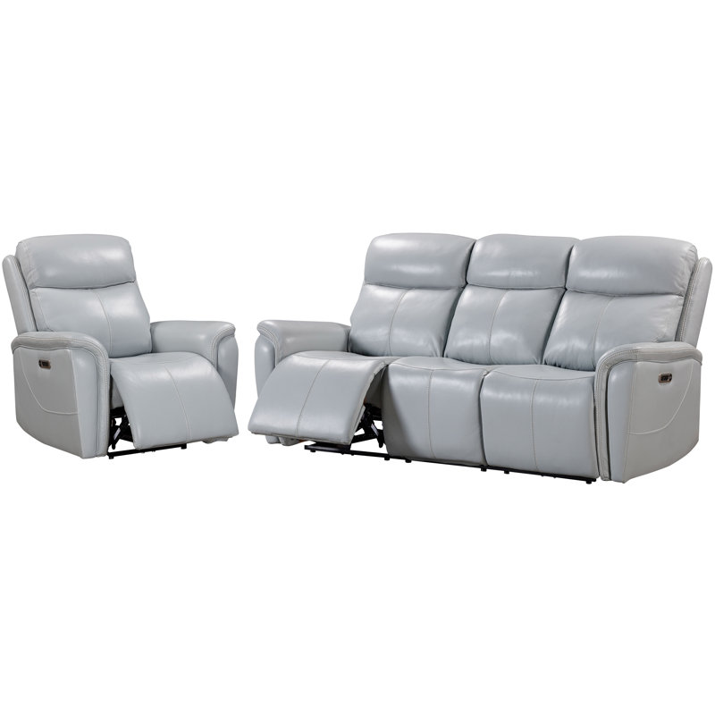 Canapé et fauteuil inclinable électrique Allysia, Gris couturier