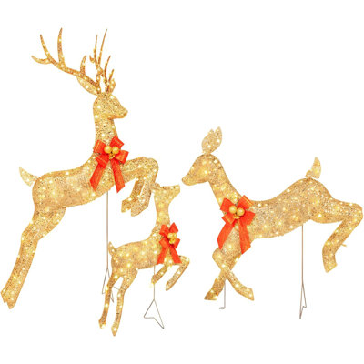 3 Piece Lighted Deer Family Christmas Decoration