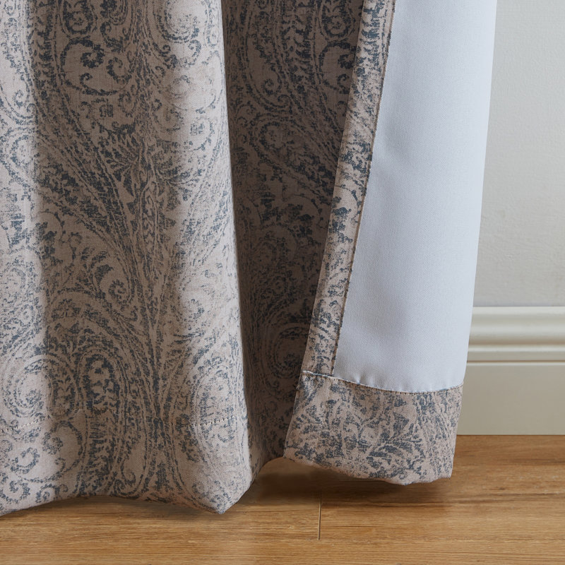 Rodmur Paisley Polyester Blackout Currtain Panel, Gray, 52" W x 95" L