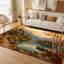 Tapis imprimé paysage pittoresque (1 pièce) - Décoration artistique chalet d'automne et lac, lavable, surface fine avec envers antidérapant, idéal pour le salon, la chambre à coucher, la cuisine et le bureau.-426835039