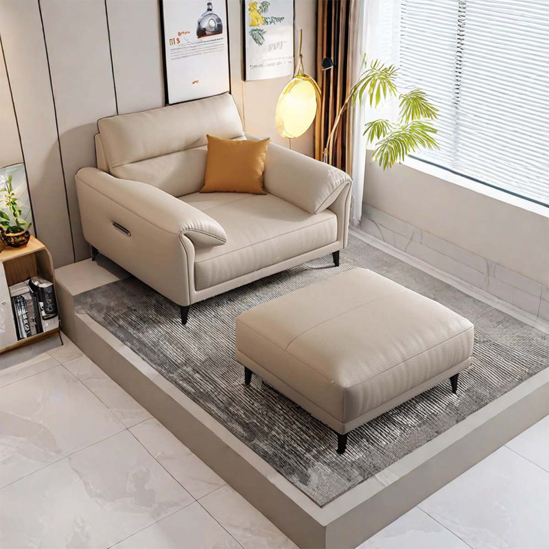 Susanna Faux Leather Armchair with Ottoman