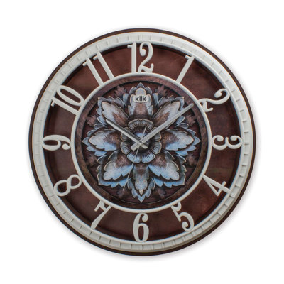 Horloge murale élégante Elegant, brun, 15,8 po x 15,8 po | Mouvement de balayage silencieux, 90% plastique durable et 10% verre | Parfait pour le salon, le bureau ou la chambre à coucher | Conception intemporelle pour tout espace