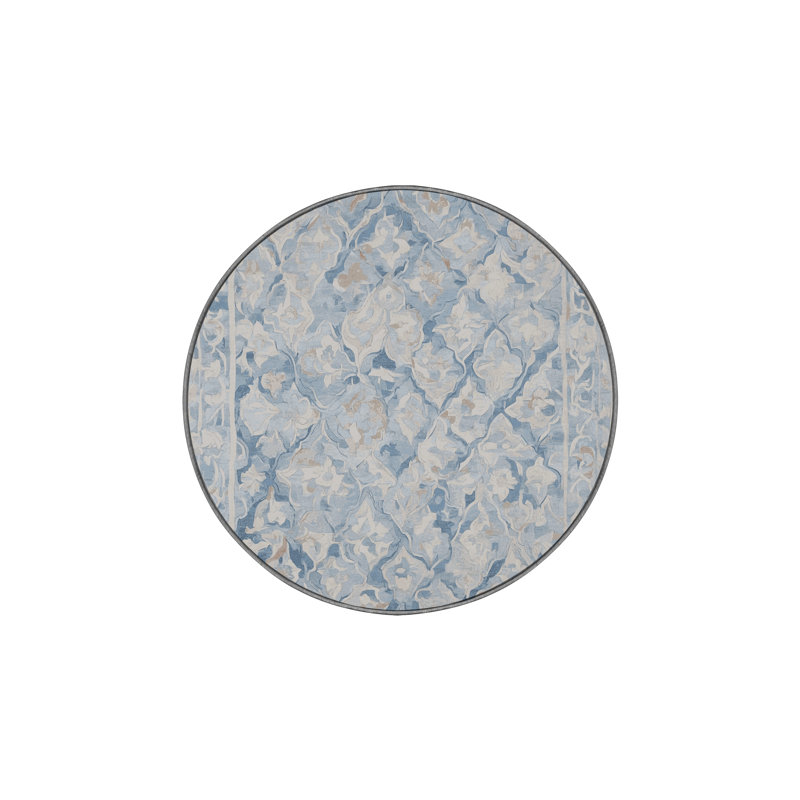 Machine Washable Gray Area Rug, Round 7'