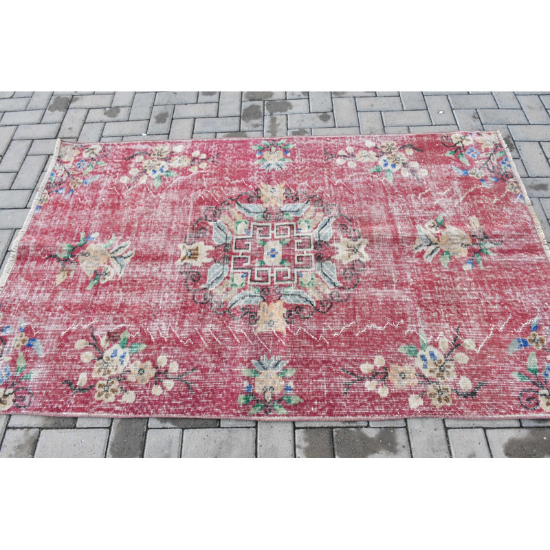 Tapis turc rouge tissé à la main avec un style bohémien pour la décoration de la chambre ou du vestibule